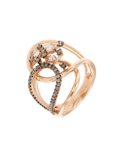 MD 018 Inel aur roz cu diamante brown si white 1